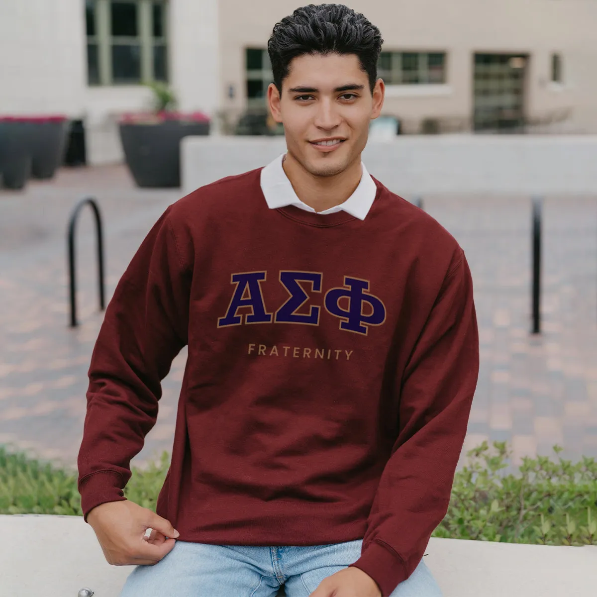 Alpha Sig Maroon Old School Crewneck