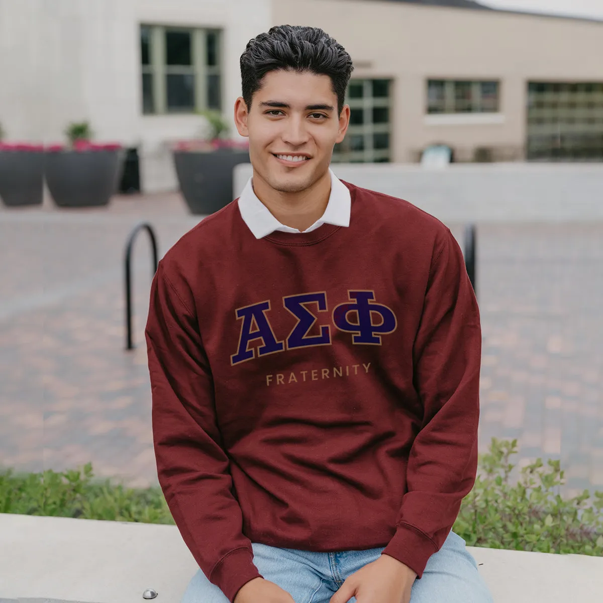 Alpha Sig Maroon Old School Crewneck