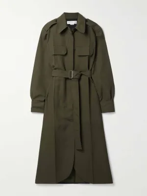 Belted wool midi shirt dress