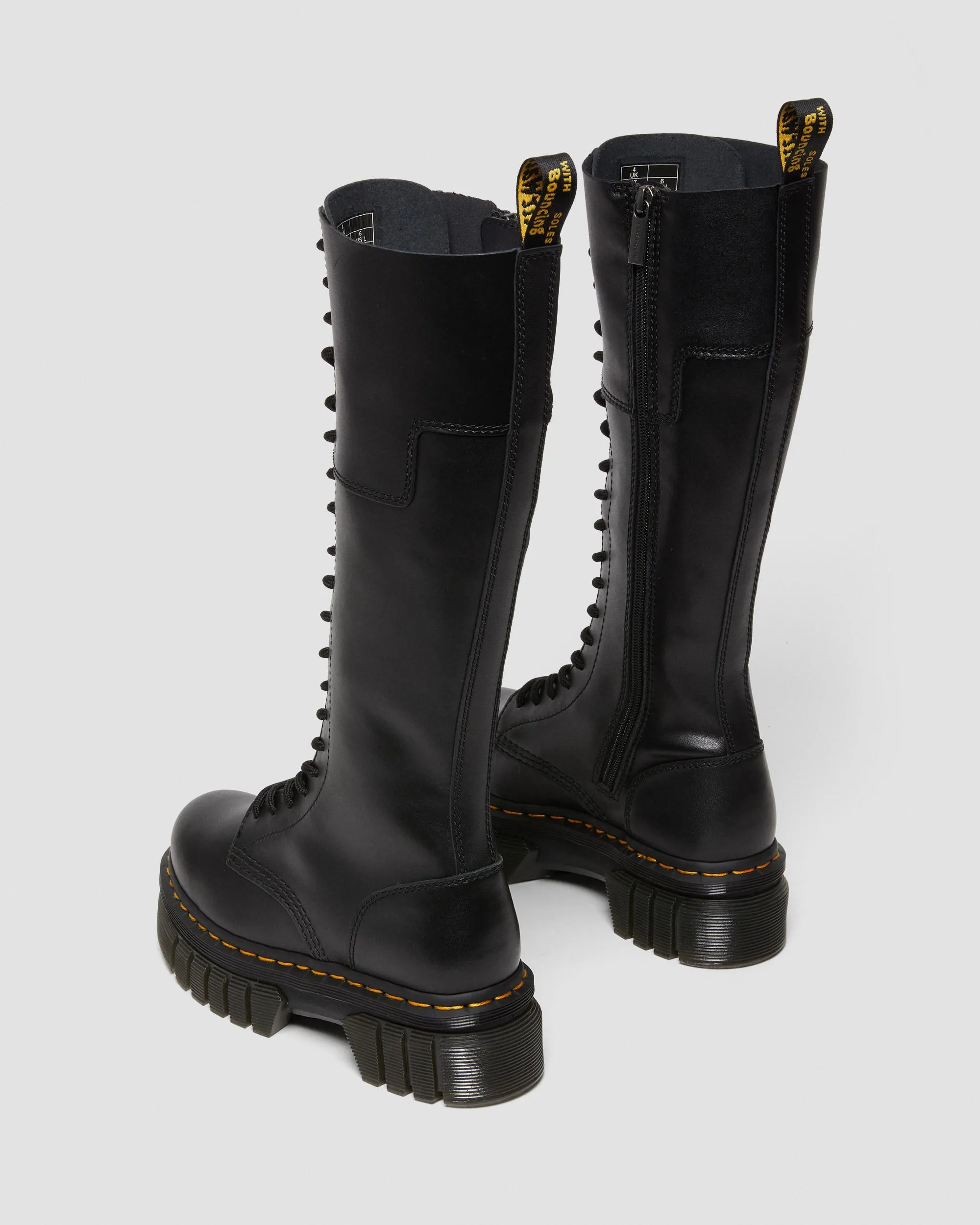 Dr. Audrick 20 Eye Platform Leather Knee High Boots. Martens