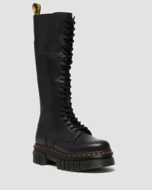 Dr. Audrick 20 Eye Platform Leather Knee High Boots. Martens