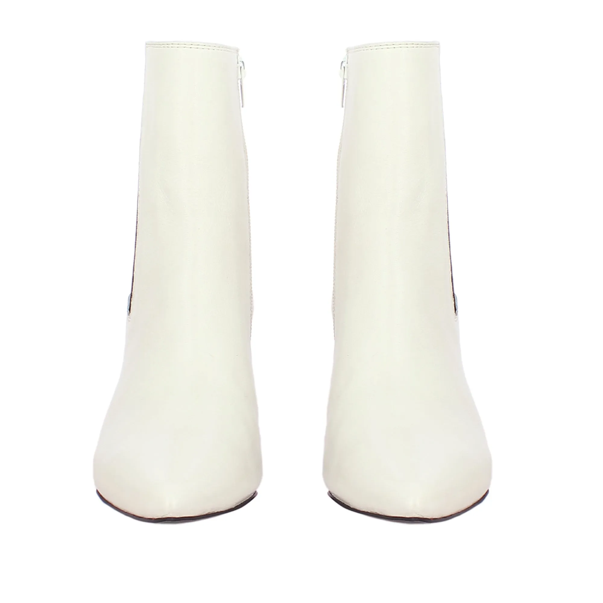 Elliana Off White Leather Block Heel Boots