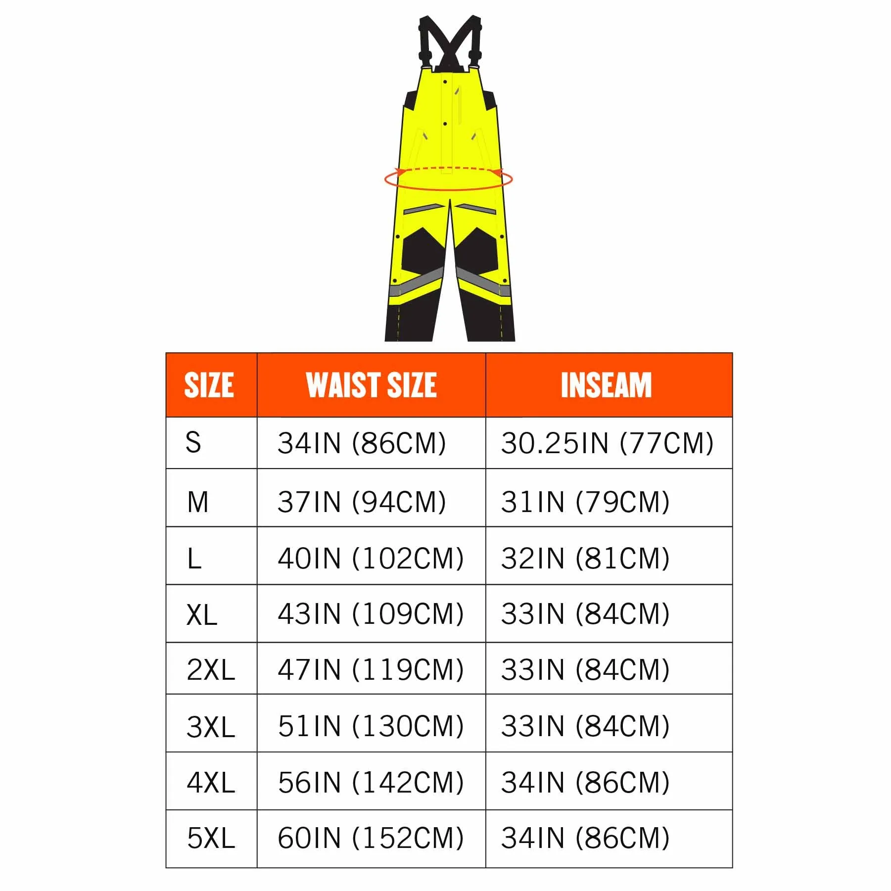 Ergodyne 25525 8928 XL Lime Class E Hi-Vis Insulated Bibs
