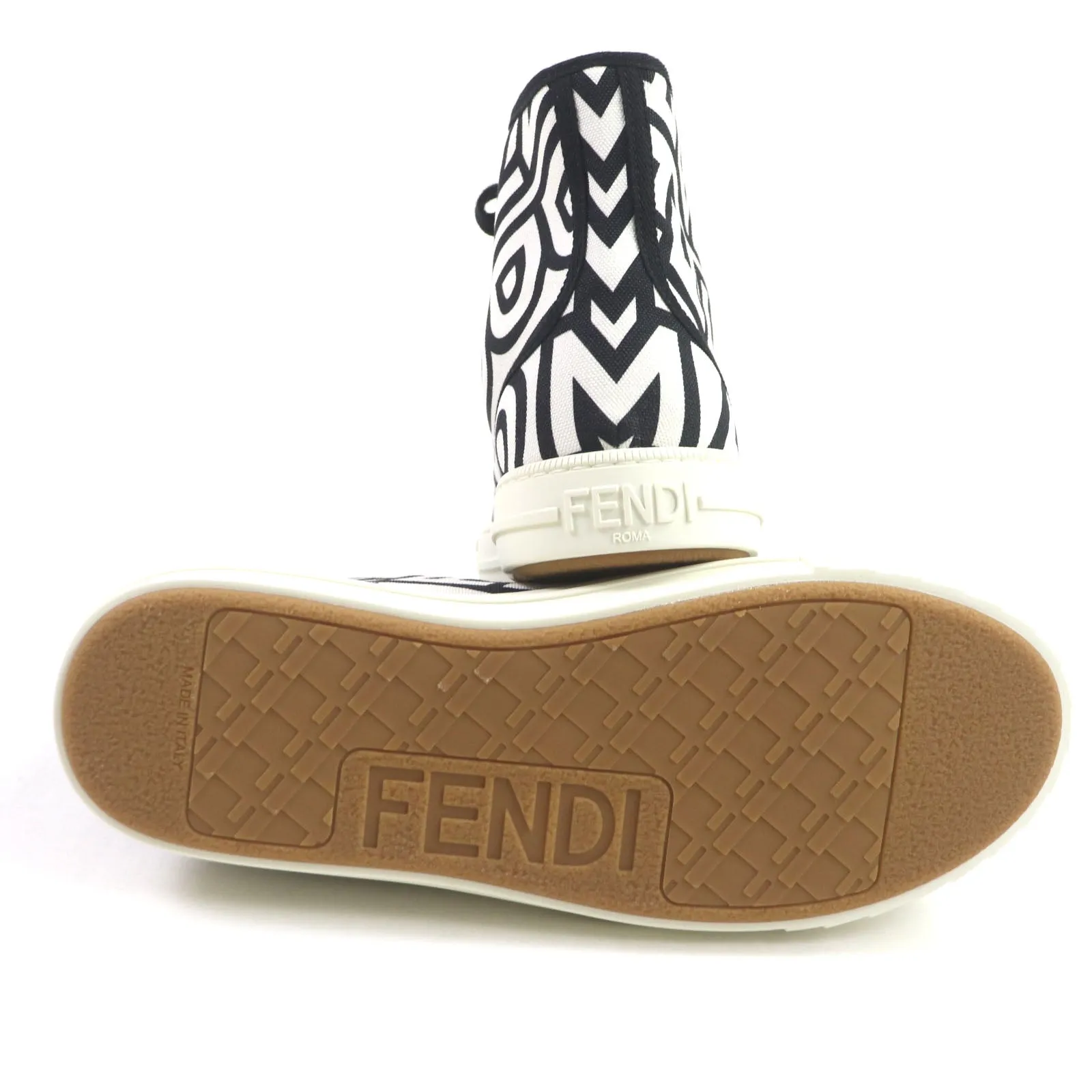 FENDI High cut sneakers 7E1570 canvas Black White Domino 26