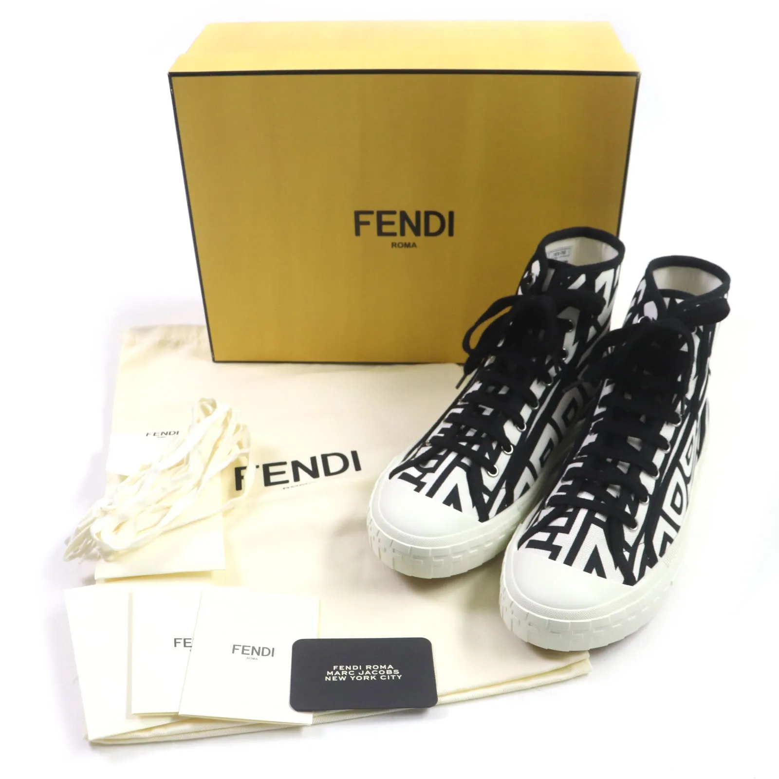 FENDI High cut sneakers 7E1570 canvas Black White Domino 26
