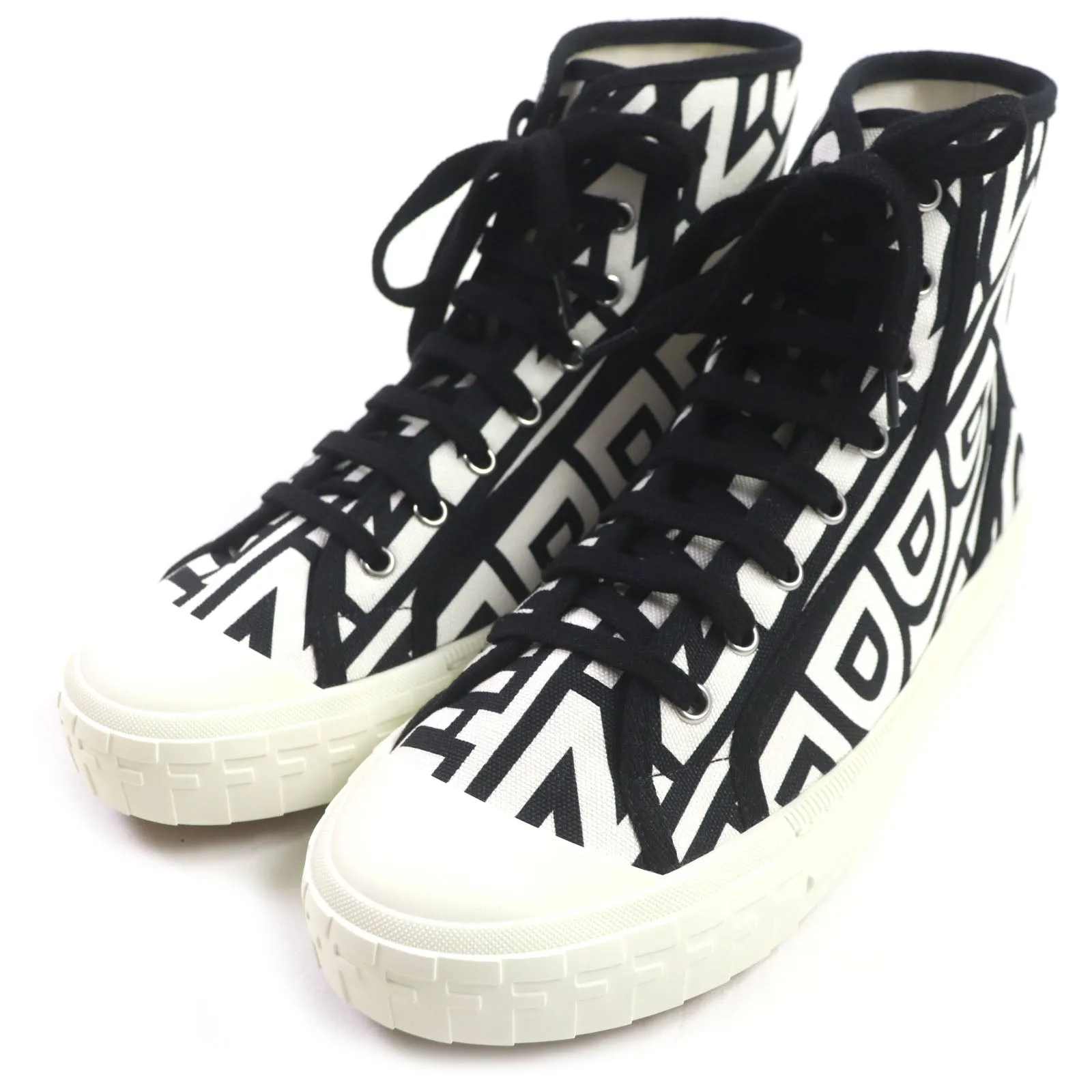 FENDI High cut sneakers 7E1570 canvas Black White Domino 26