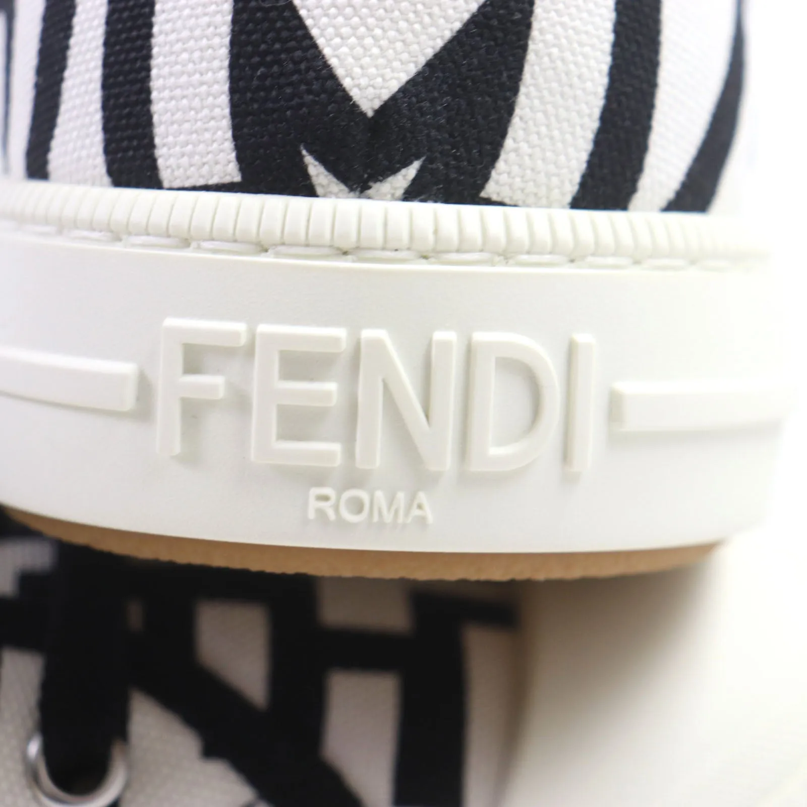 FENDI High cut sneakers 7E1570 canvas Black White Domino 26