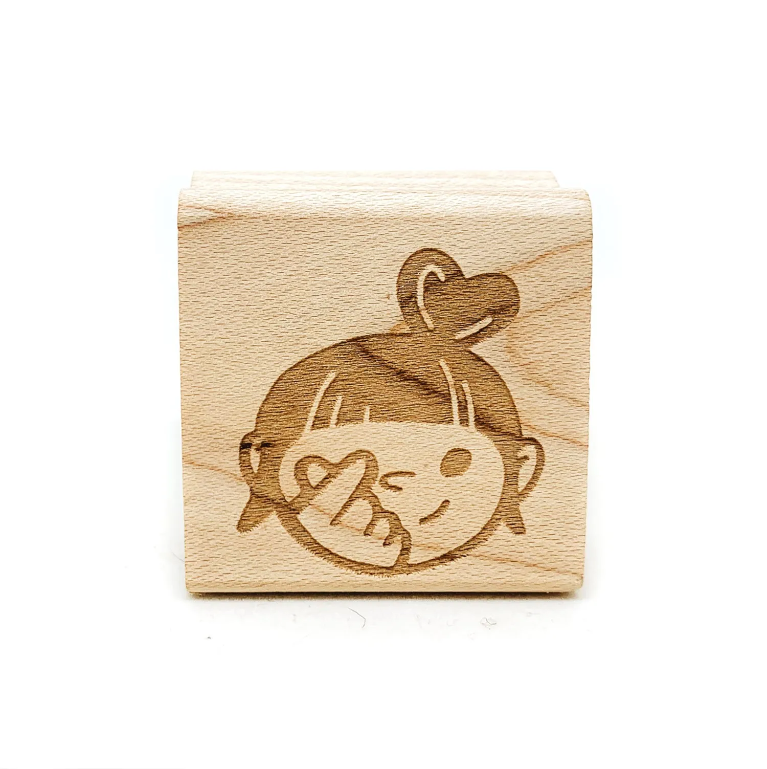 Finger Heart Girl Rubber Stamp