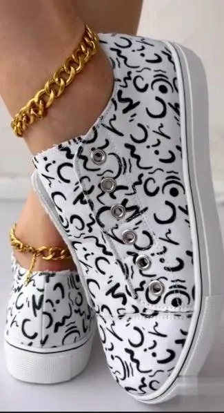 Graffiti Eyelet Slip-On Sneakers