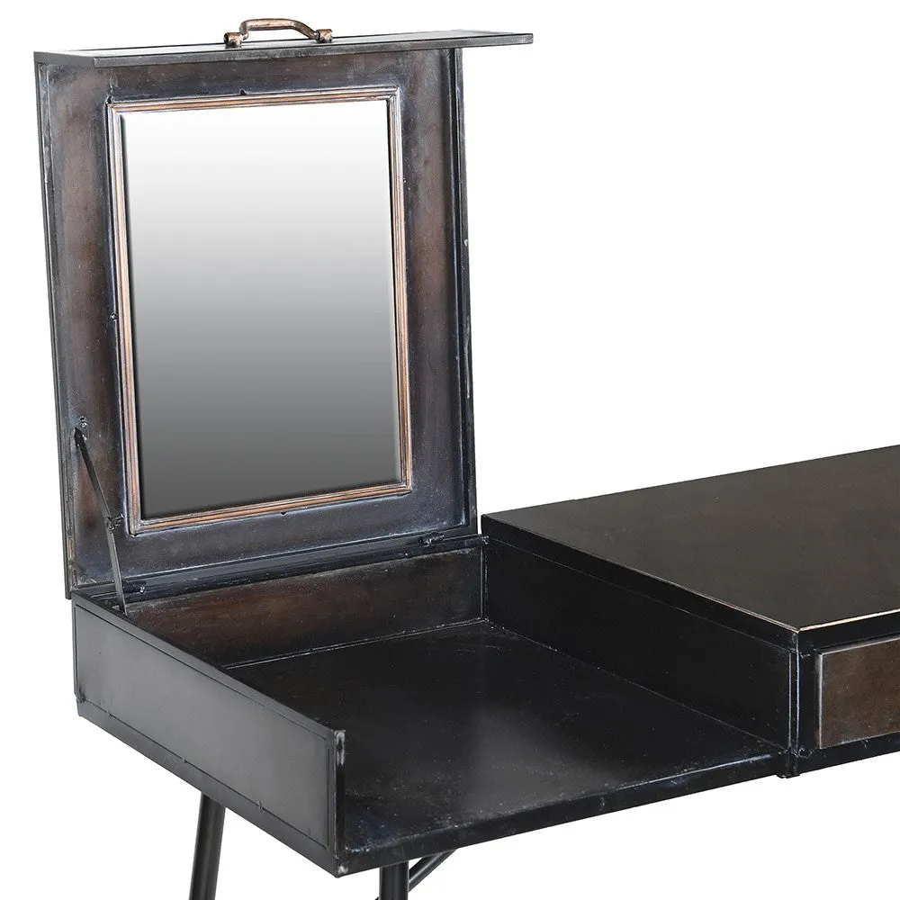 Industrial Iron Dressing Table with Hideaway Mirror