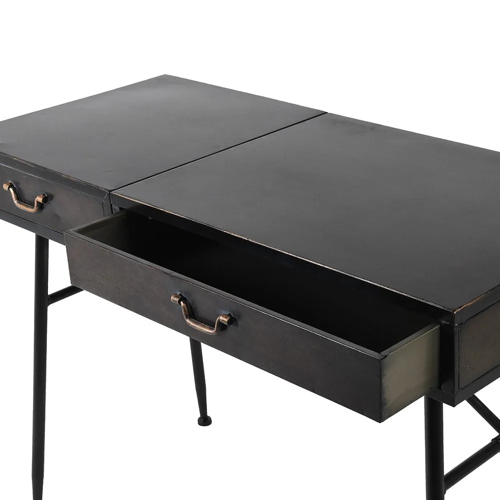 Industrial Iron Dressing Table with Hideaway Mirror