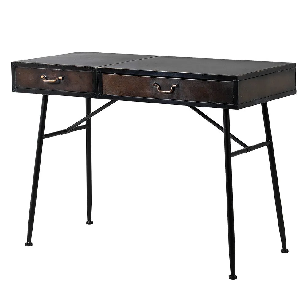 Industrial Iron Dressing Table with Hideaway Mirror