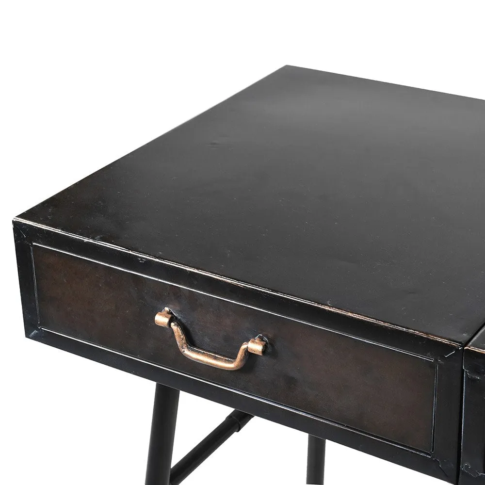 Industrial Iron Dressing Table with Hideaway Mirror
