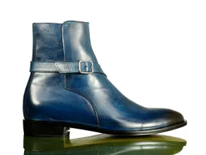 Jodhpurs Blue Side Zip Leather Ankle Boots,Men's Oxford Boot