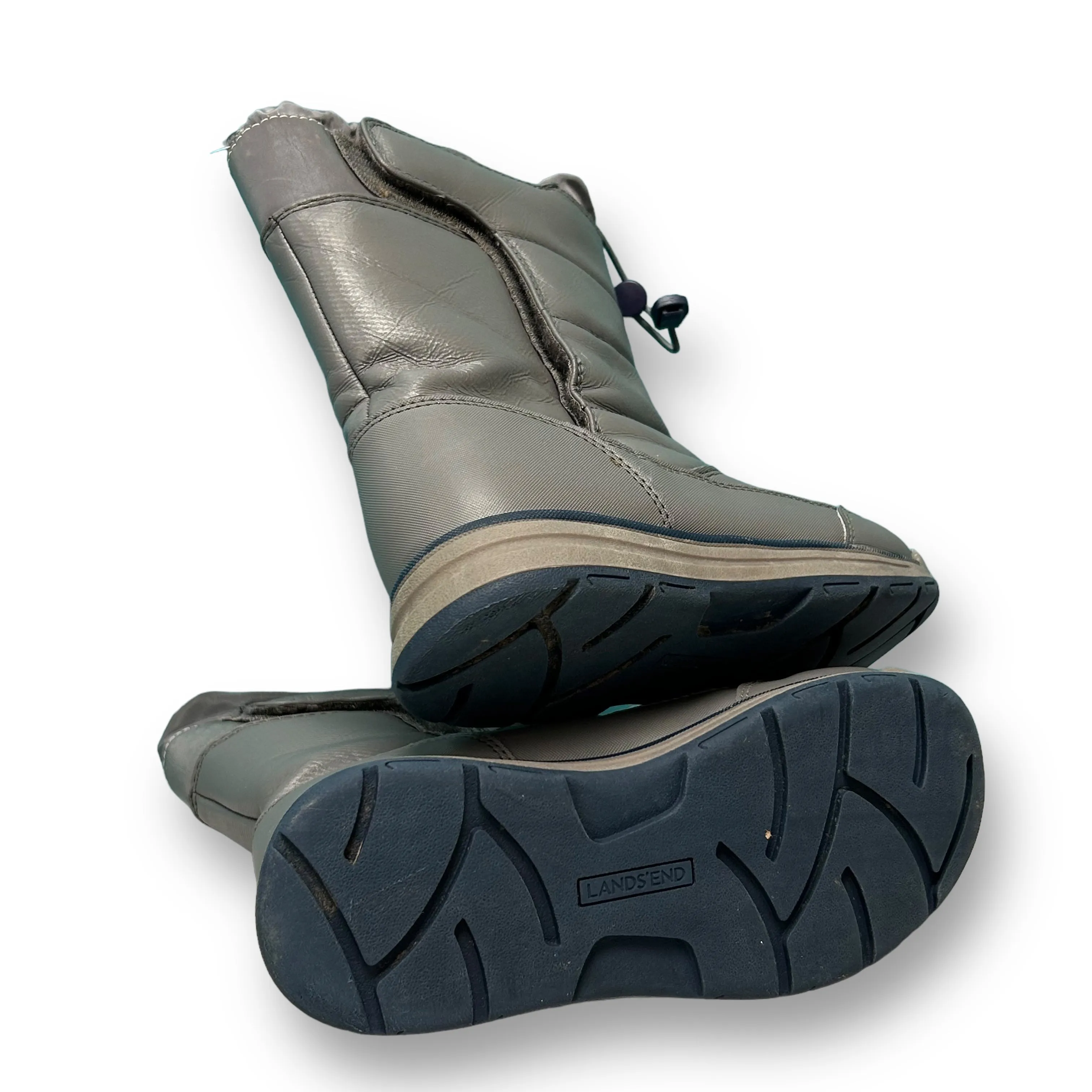 Lands End Youth Size 2 Gray Weatherproof Drawcord Snow Boots