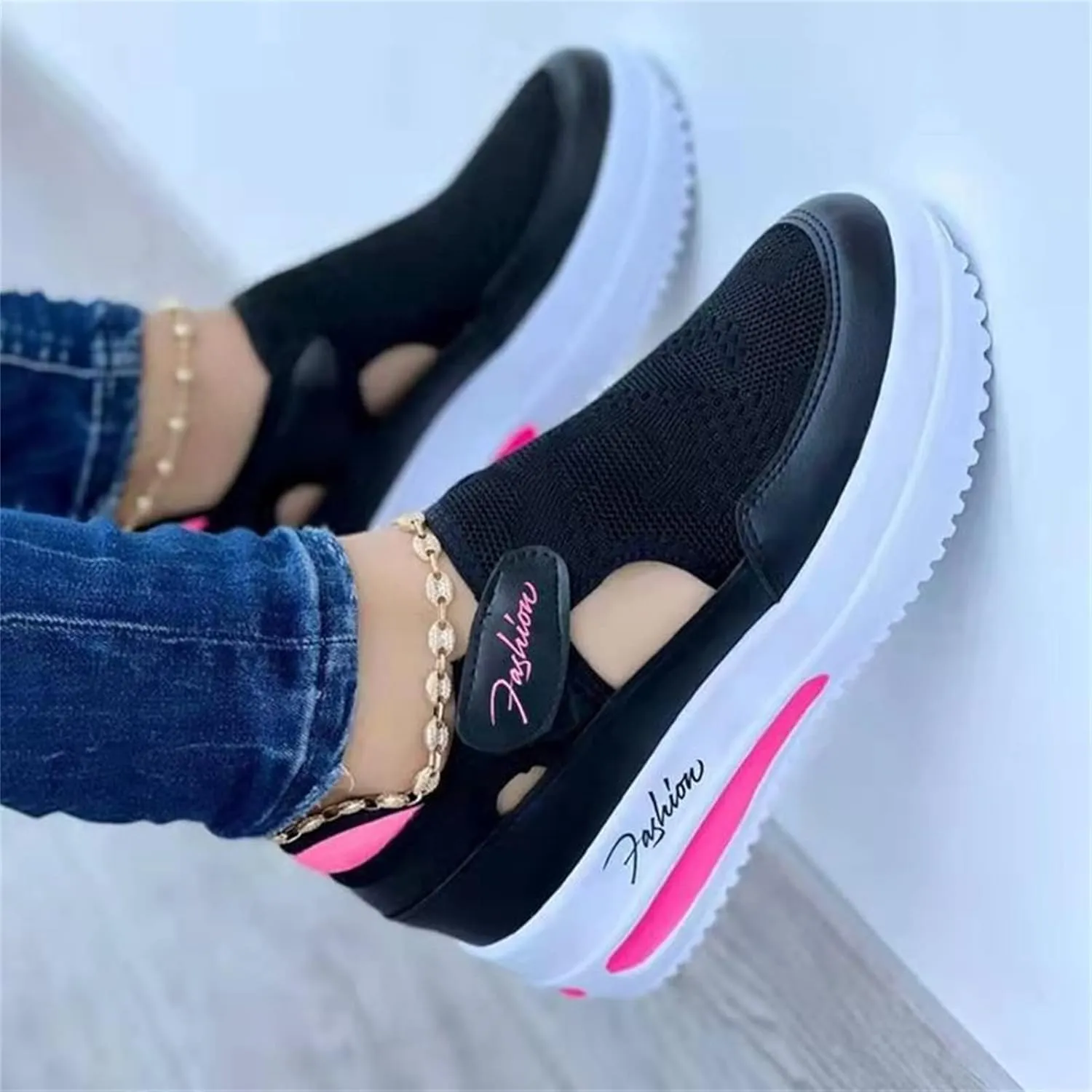 Lausiuoe Sneakers For Women Wide Width Comfortable Fashion Slip On Canvas Loafers Casual Lightweight Flat Walking Shoes