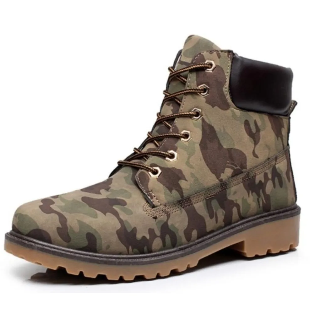 Mens Outdoor Waterproof Army Style Boots in Black