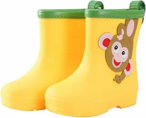 Monkey Cartoon Character Rain Shoes Children's Rain Shoes Boys and Girls Water Shoes Boots for Baby Girls 12-18 Months