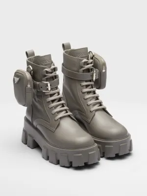 Monolith leather and Re-Nylon boots with pouch