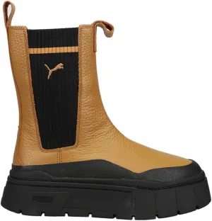 PUMA Womens Mayze Stack Round Toe Platform Chelsea Pull On Casual Boots Ankle Low Heel 1-2" - Brown - Size 5.5 M