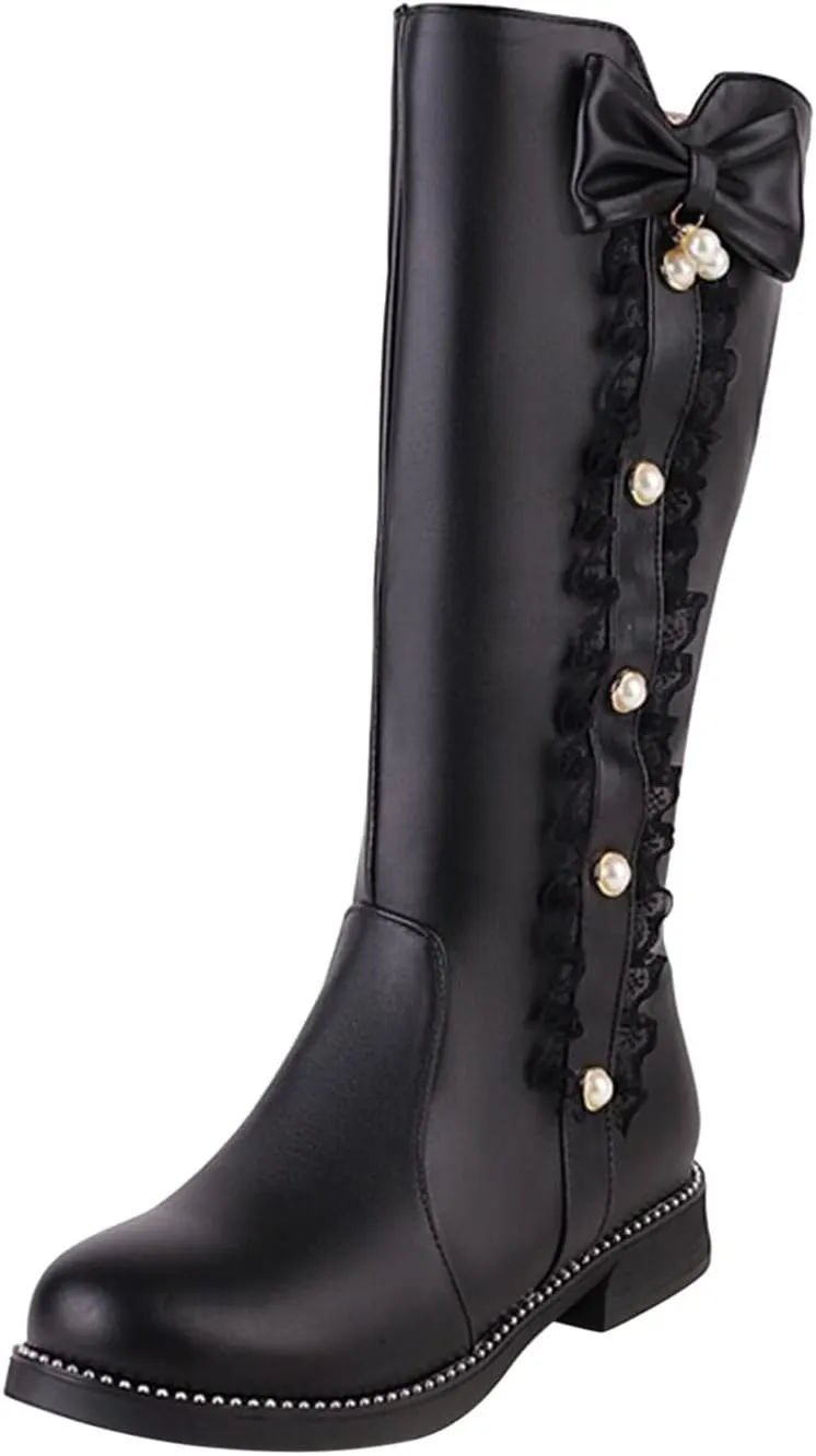 SBGMoSJ Fall Boots 2023 Trendy White Knee High Boots Low Heel Black Knee High Heeled Boots Womens Ankle Boots Low Heel Rounded Toe Wide Calf Brown Boots Wide Width