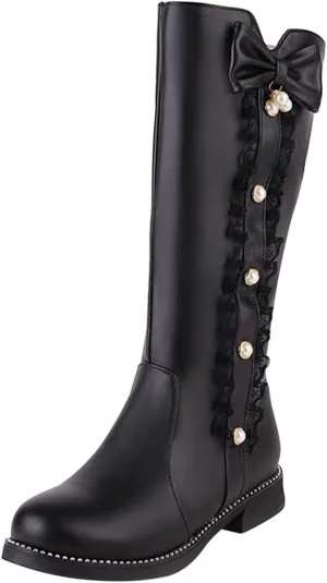 SBGMoSJ Fall Boots 2023 Trendy White Knee High Boots Low Heel Black Knee High Heeled Boots Womens Ankle Boots Low Heel Rounded Toe Wide Calf Brown Boots Wide Width