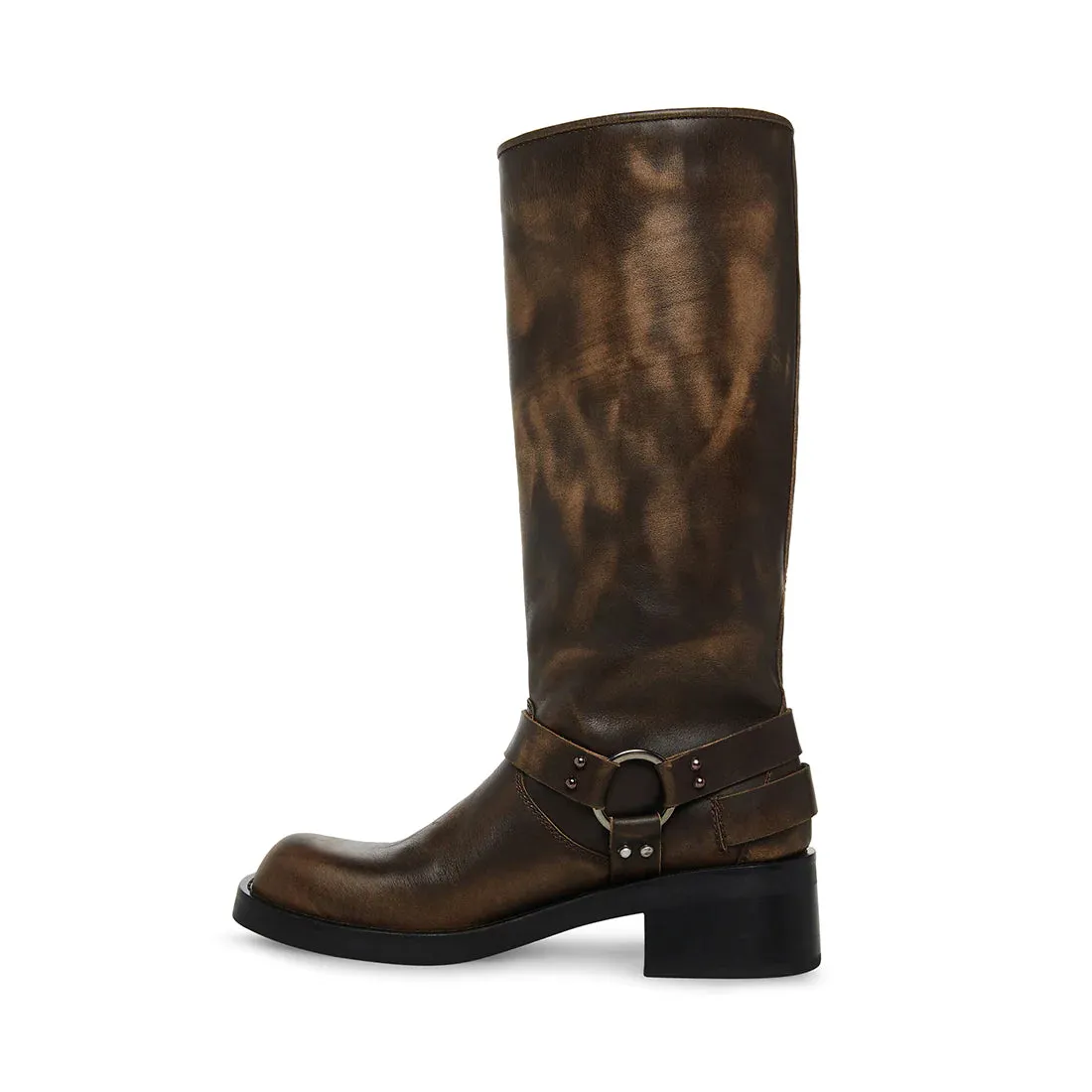 STEVE MADDEN ROCKY BOOTS - BLACK DISTRESSED