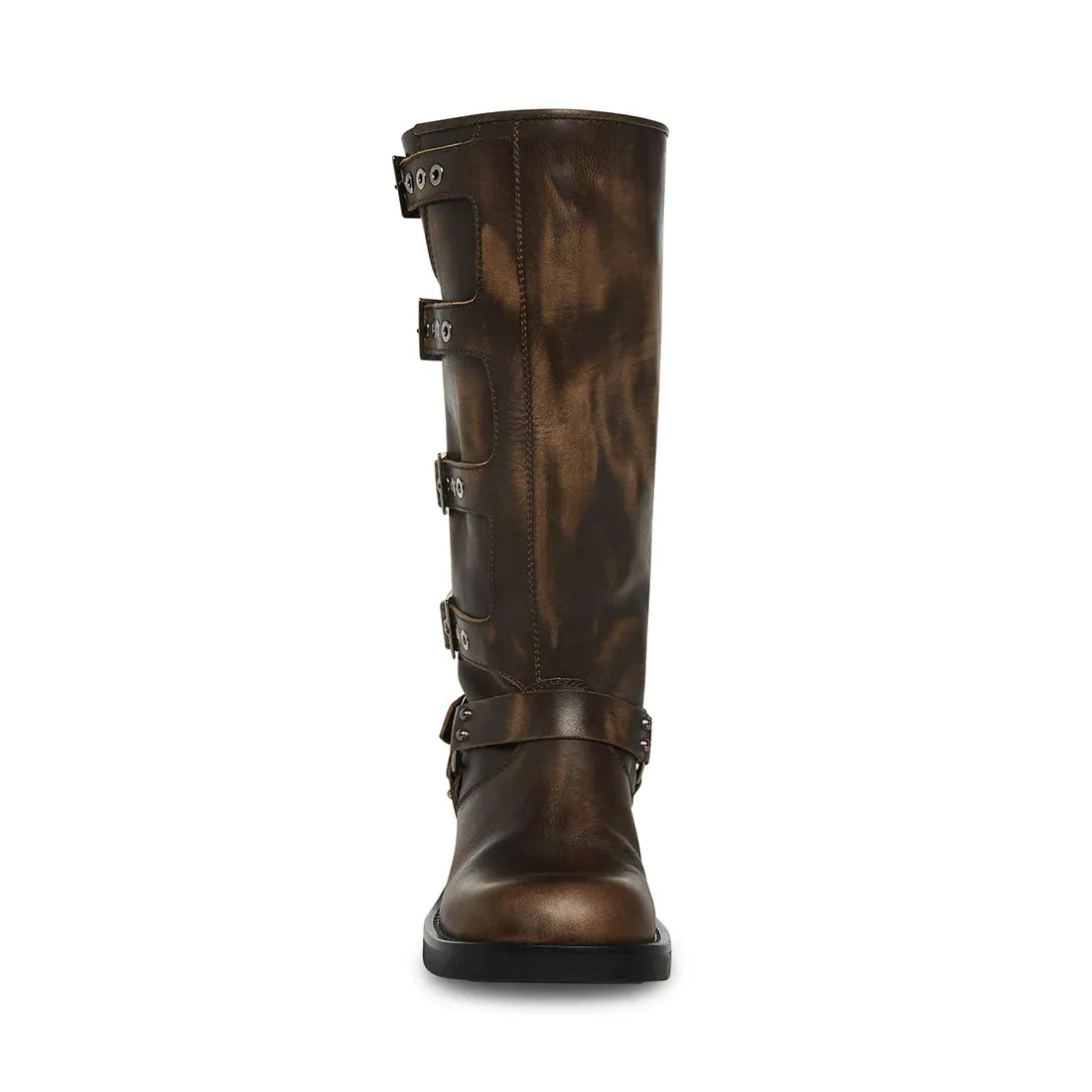 STEVE MADDEN ROCKY BOOTS - BLACK DISTRESSED