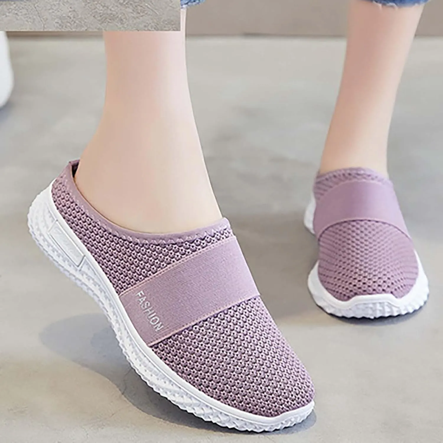 Women's Backless Slip on Mesh Sneakers Shoes Mens Dress Shoes Fashion Casual Slip On Shoes Women's Fashion Sneakers White Tennis Shoe Trainers Shoe