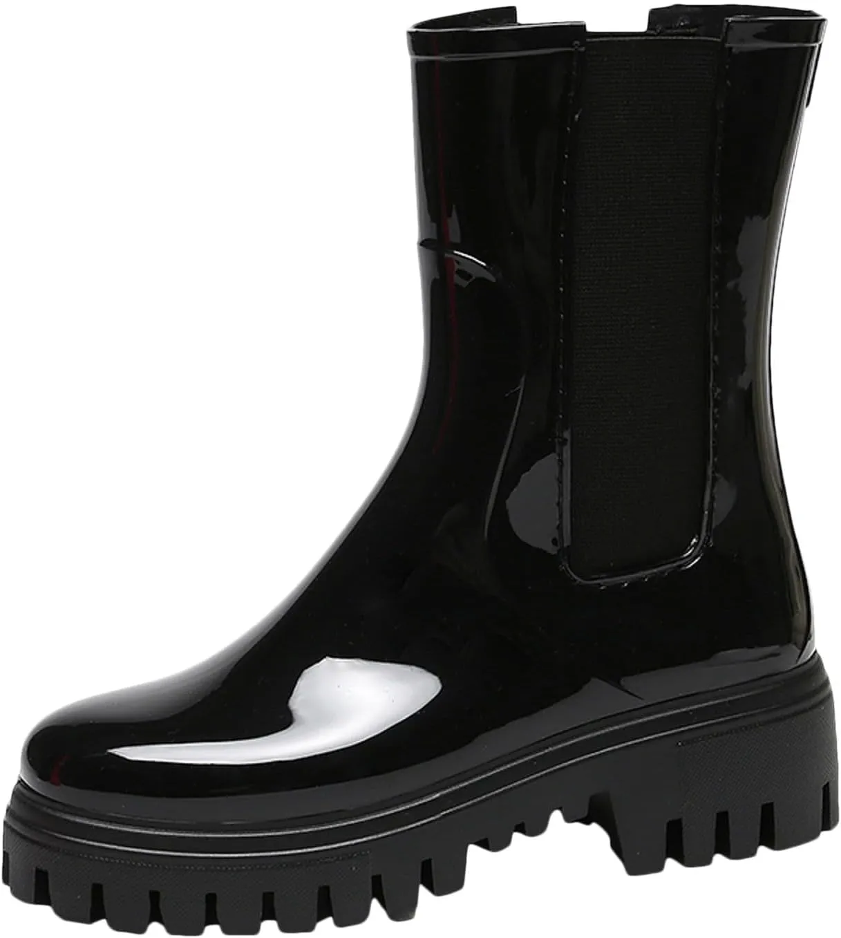 Women's Fashion Rain Shoes Women's Elastic Mouth Thick Sole Wear Water Shoes Non Slip Kitchen Rubber Shoes Outdoor Car Wash Shoes Tall Wide Rain Boots for Women