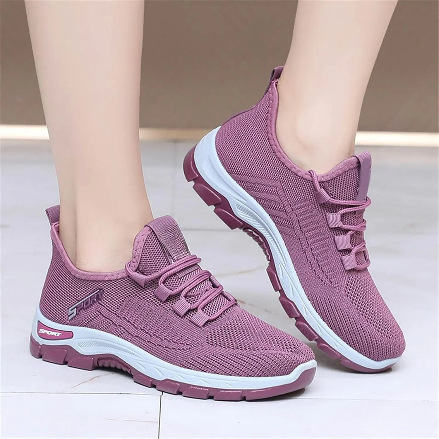 ZWRXW Women's Slip On Walking Shoes Slip-On Orthopedic Shoes Lightweight Breathable Comfortable Fashion Sneakers Non Slip Mesh Up Footwear for Tennis Running Training
