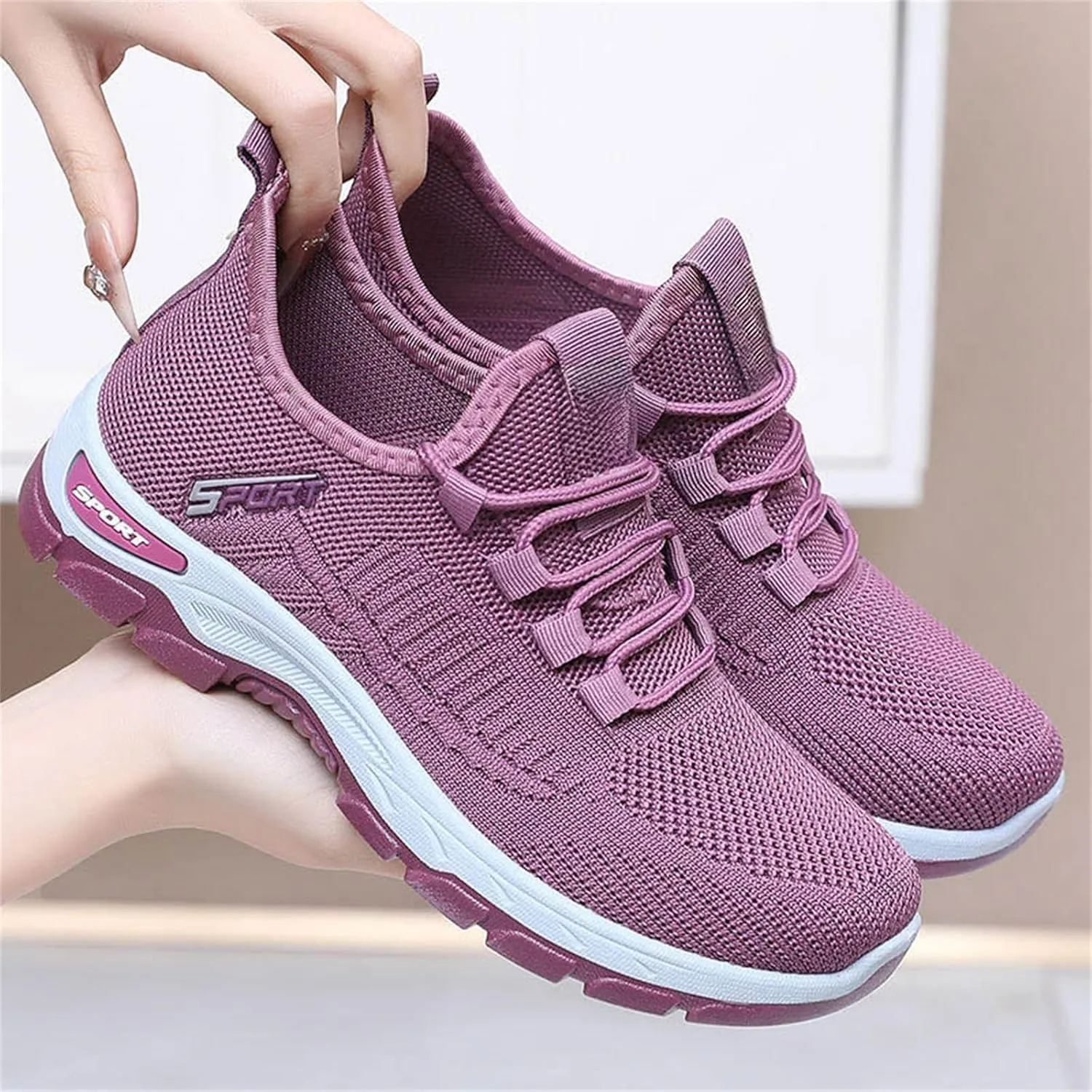 ZWRXW Women's Slip On Walking Shoes Slip-On Orthopedic Shoes Lightweight Breathable Comfortable Fashion Sneakers Non Slip Mesh Up Footwear for Tennis Running Training